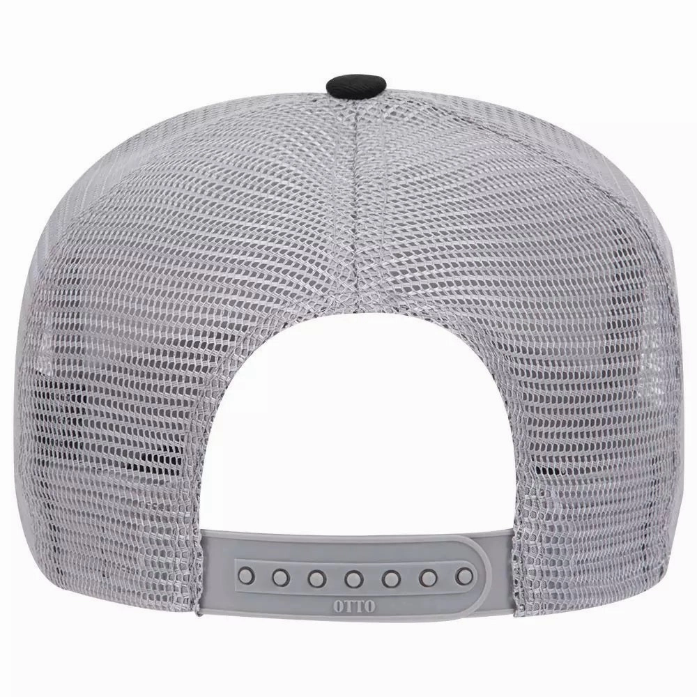 Cotton Blend Twill Five Panel Mid Profile Style Mesh Back Trucker Hat