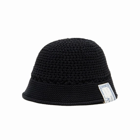 COTTON KNIT HAT - Black spring-straw-hat
