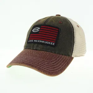 Culver Flag Lake Maxinkuckee Old Favorite Trucker Hat - Black & Burgundy casual-dad-hat