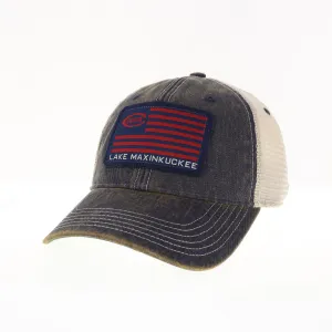 Culver Flag Lake Maxinkuckee Old Favorite Trucker Hat - Navy & Red casual-dad-hat