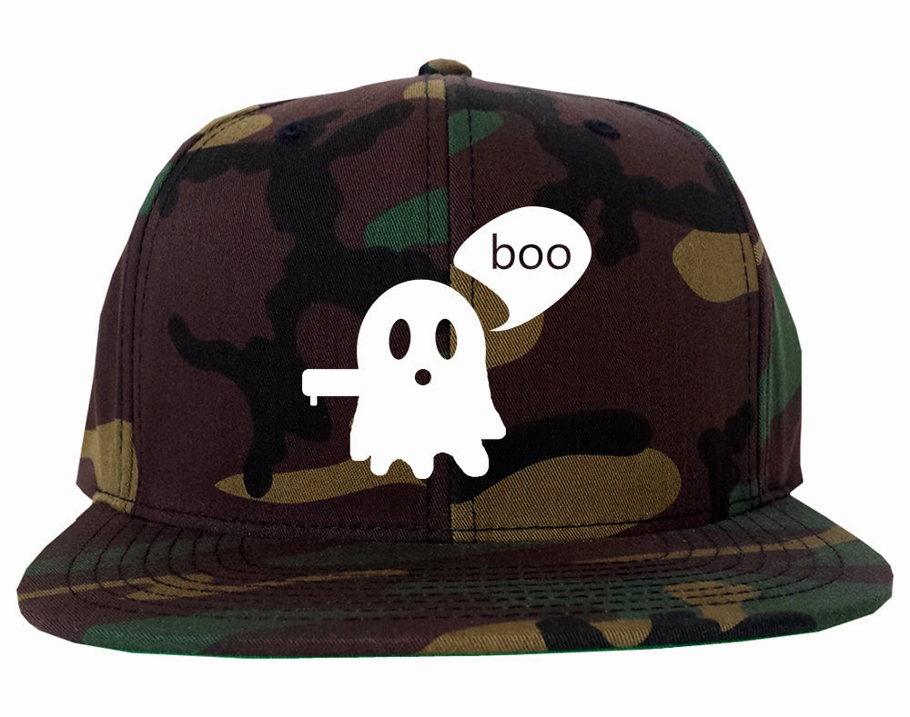 Cute Displeased Ghost Halloween Mens Snapback Hat