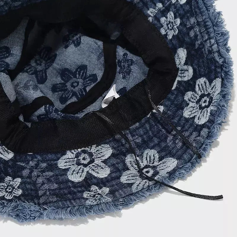 Daisy Flowers Denim Bucket Hat