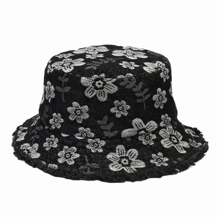 Daisy Flowers Denim Bucket Hat