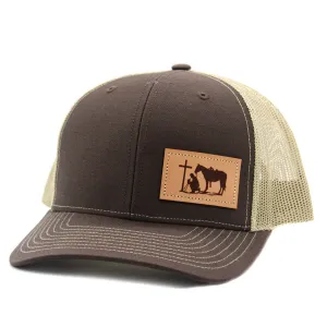 Dally Up Praying Cowboy Leather Patch Cap casual-baseball-cap