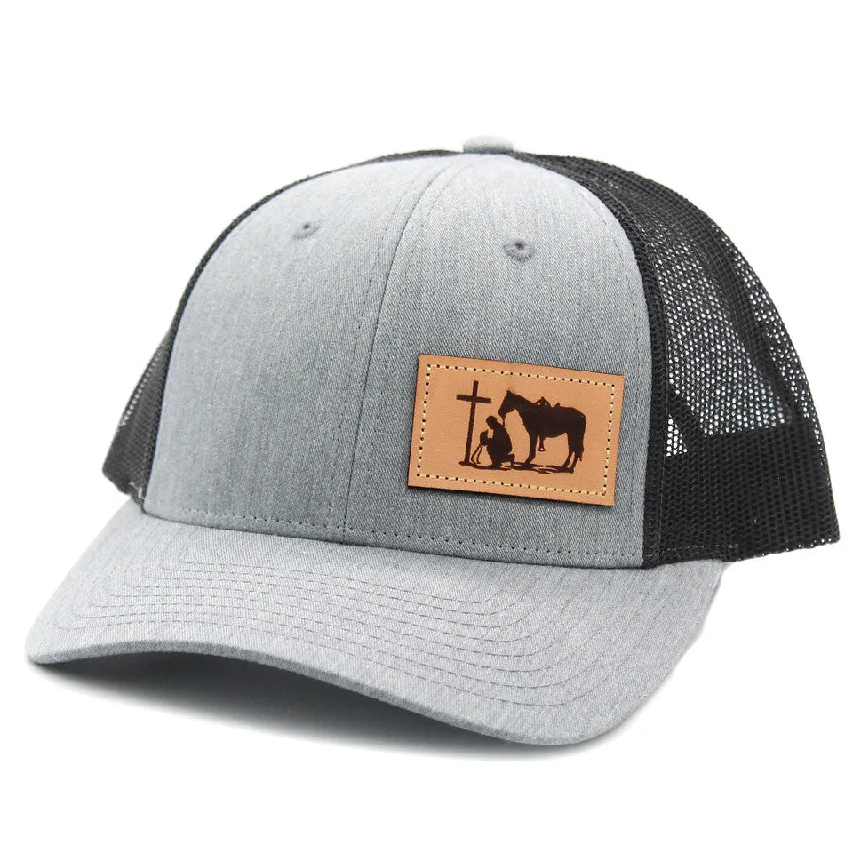 Dally Up Praying Cowboy Leather Patch Cap casual-baseball-cap