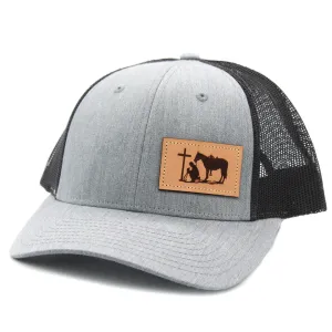 Dally Up Praying Cowboy Leather Patch Cap casual-baseball-cap