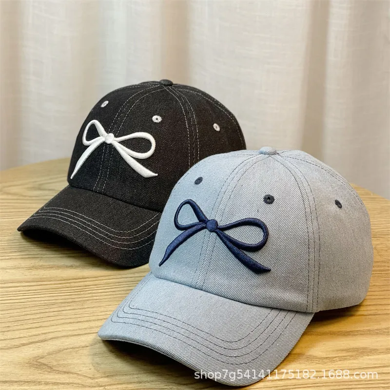 Denim Bow Baseball Cap