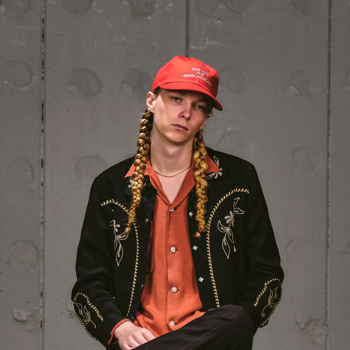 DISTORTION WASH UNION CAP - Red