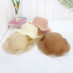 DIY Straw Hat Blank Summer Large Brim Wavy Sun Protection spring-straw-hat