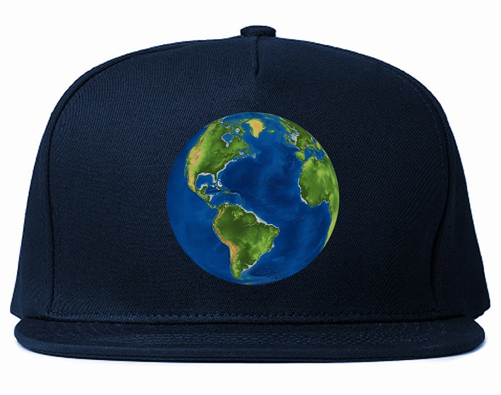 Earth Globe Mens Snapback Hat