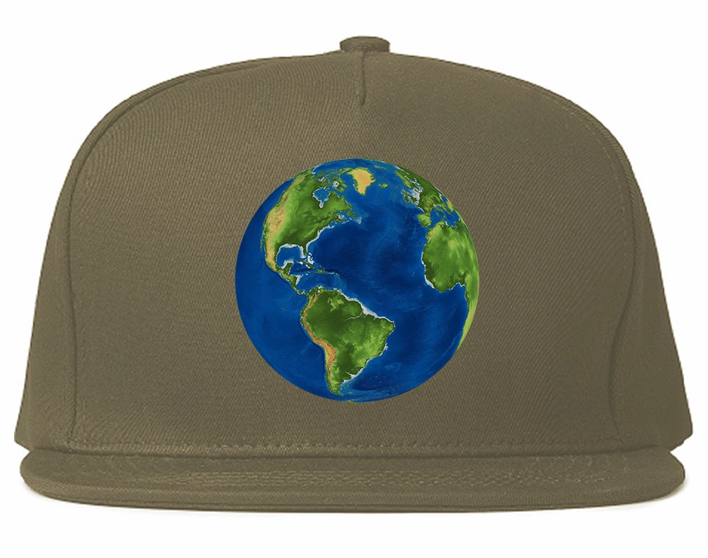 Earth Globe Mens Snapback Hat