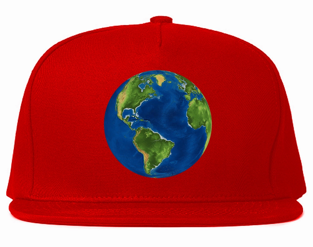 Earth Globe Mens Snapback Hat