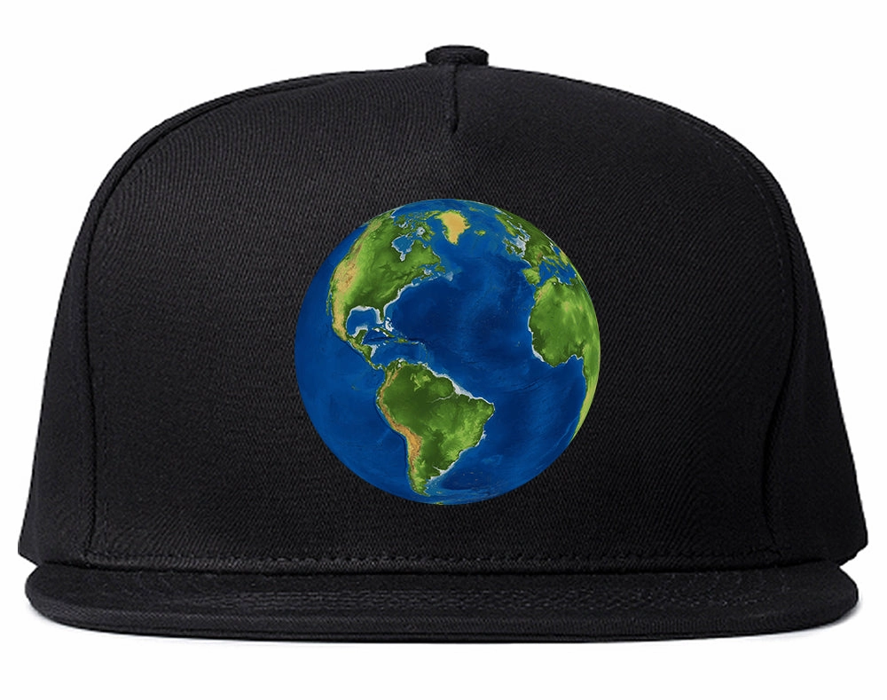 Earth Globe Mens Snapback Hat