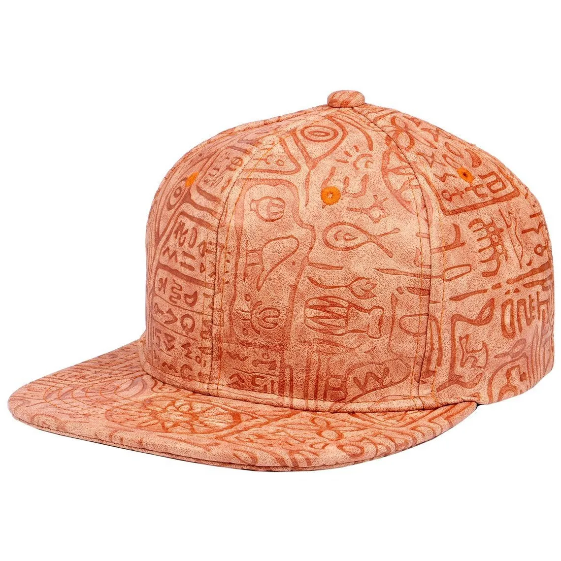 Egyptian Pattern PU Leather Snapback Cap - More Colors
