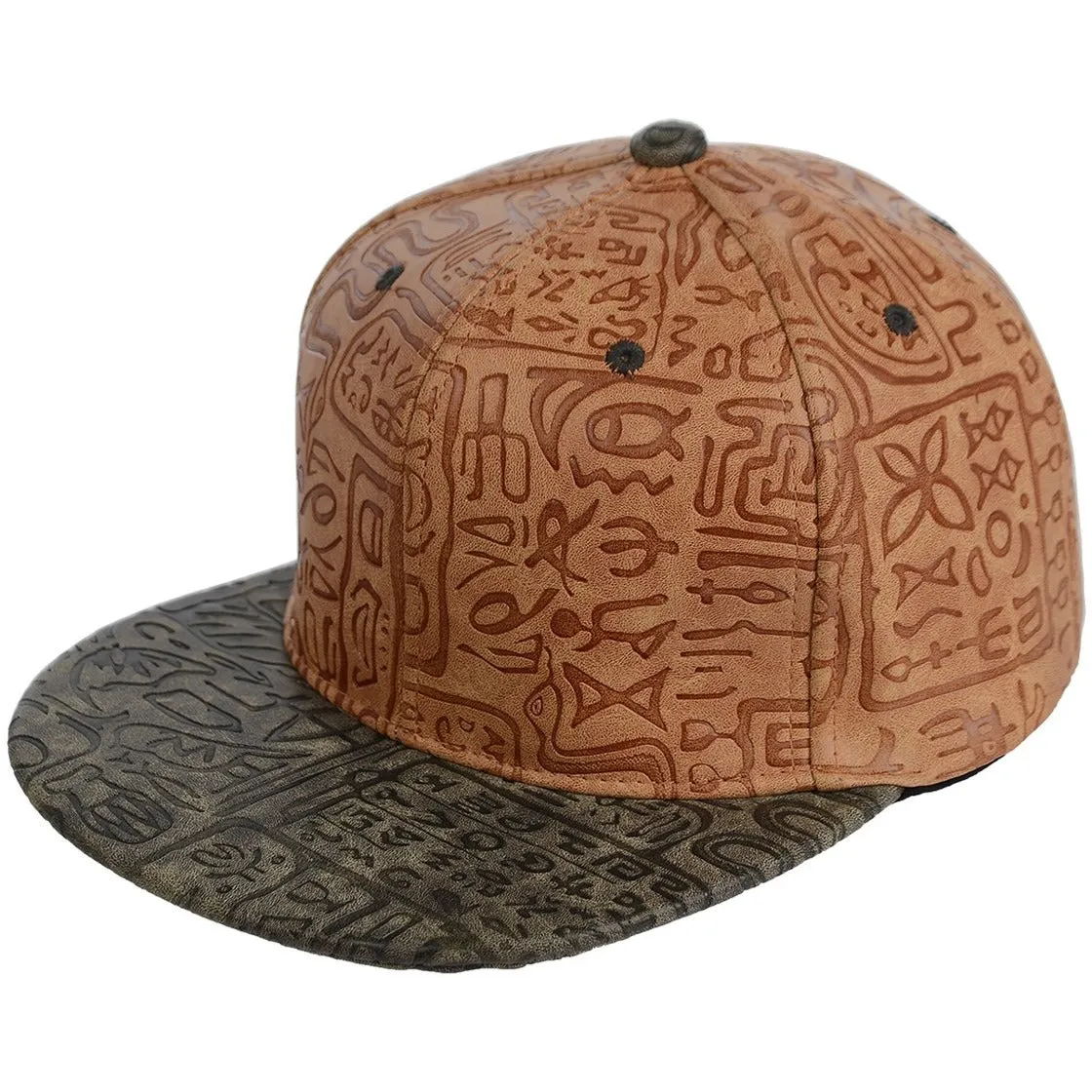 Egyptian Pattern PU Leather Snapback Cap - More Colors