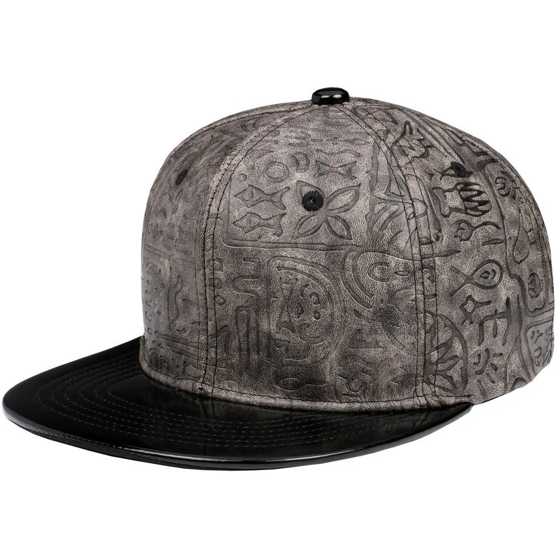 Egyptian Pattern PU Leather Snapback Cap - More Colors