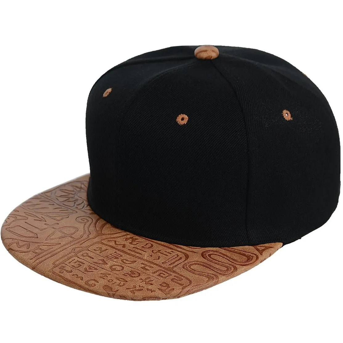 Egyptian Pattern PU Leather Snapback Cap - More Colors