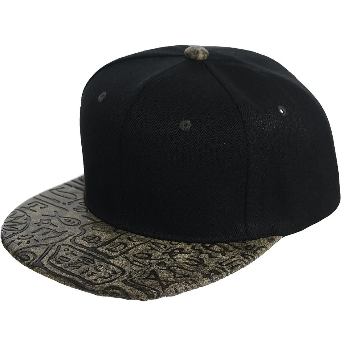 Egyptian Pattern PU Leather Snapback Cap - More Colors
