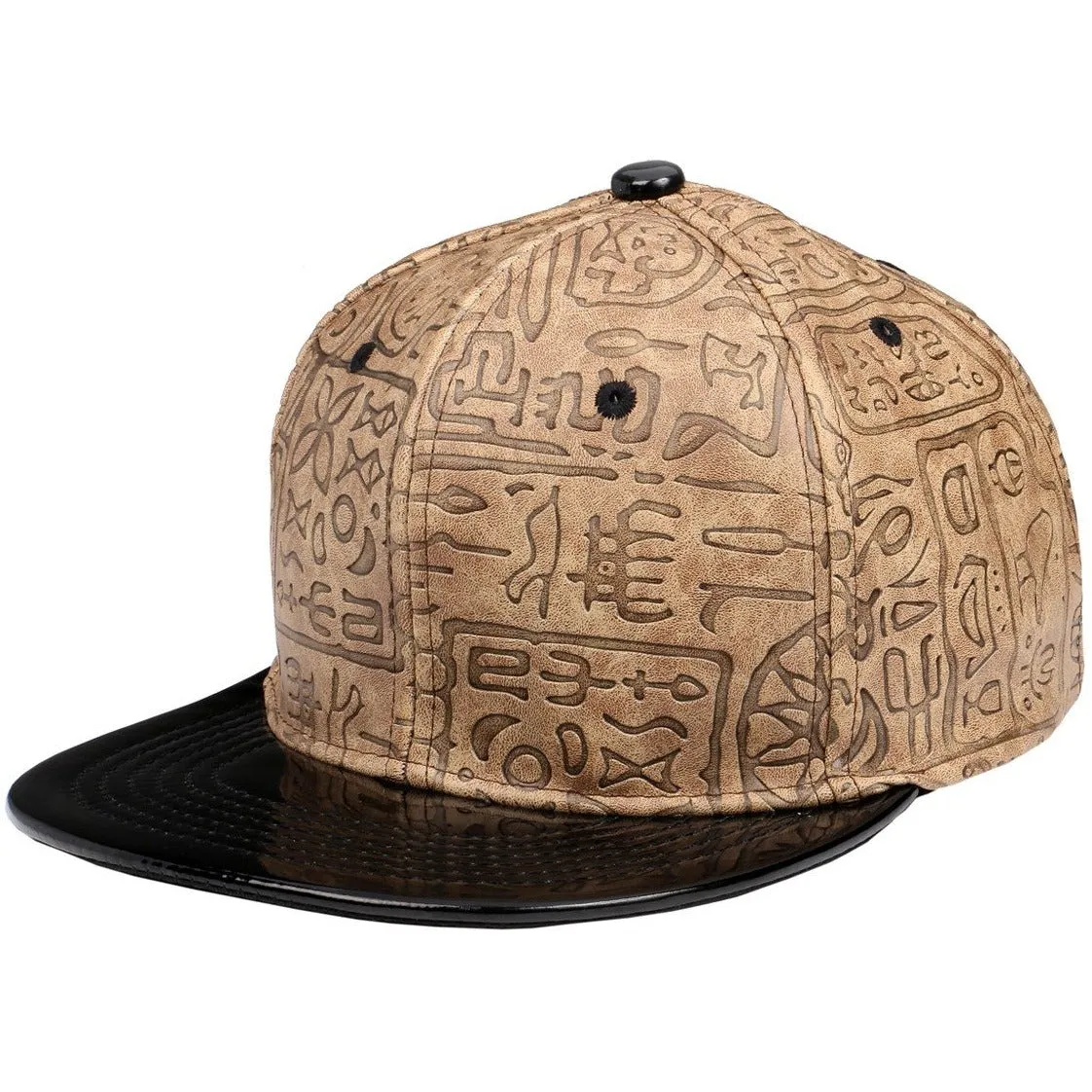 Egyptian Pattern PU Leather Snapback Cap - More Colors