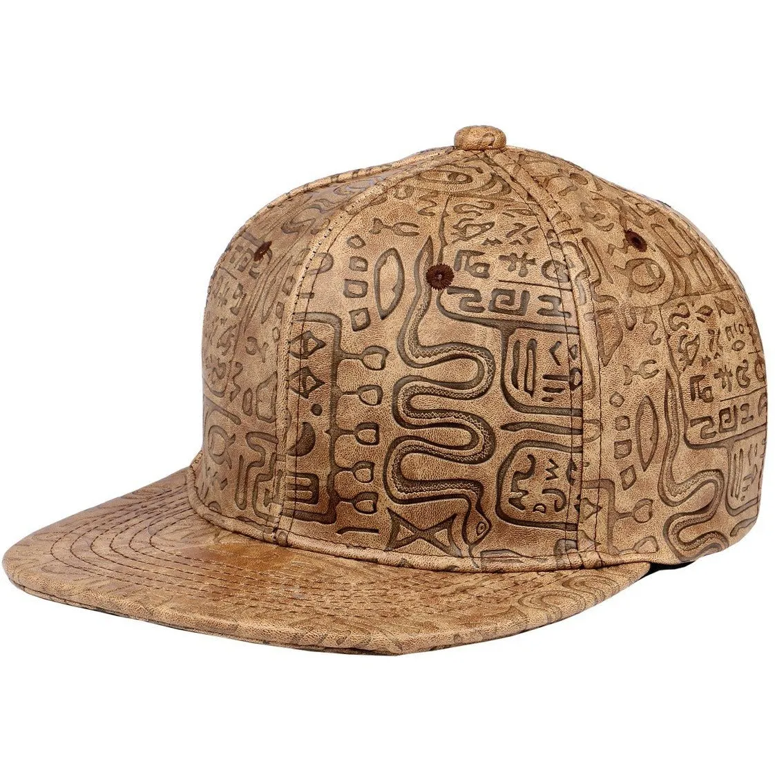 Egyptian Pattern PU Leather Snapback Cap - More Colors