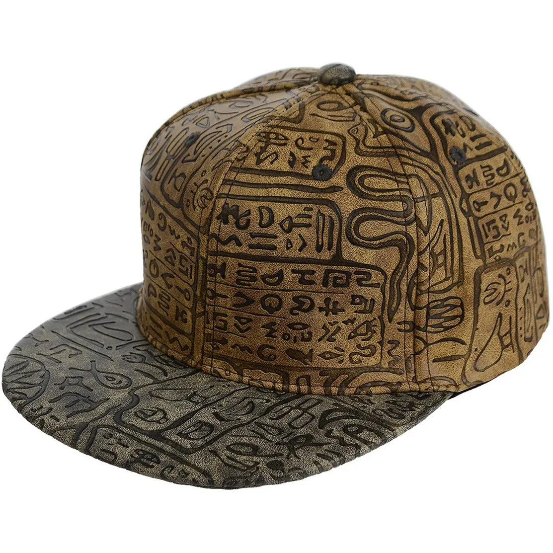 Egyptian Pattern PU Leather Snapback Cap - More Colors