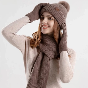 Ensemble Femme Bonnet, charpe et Gants en tricot winter-knitted-hat