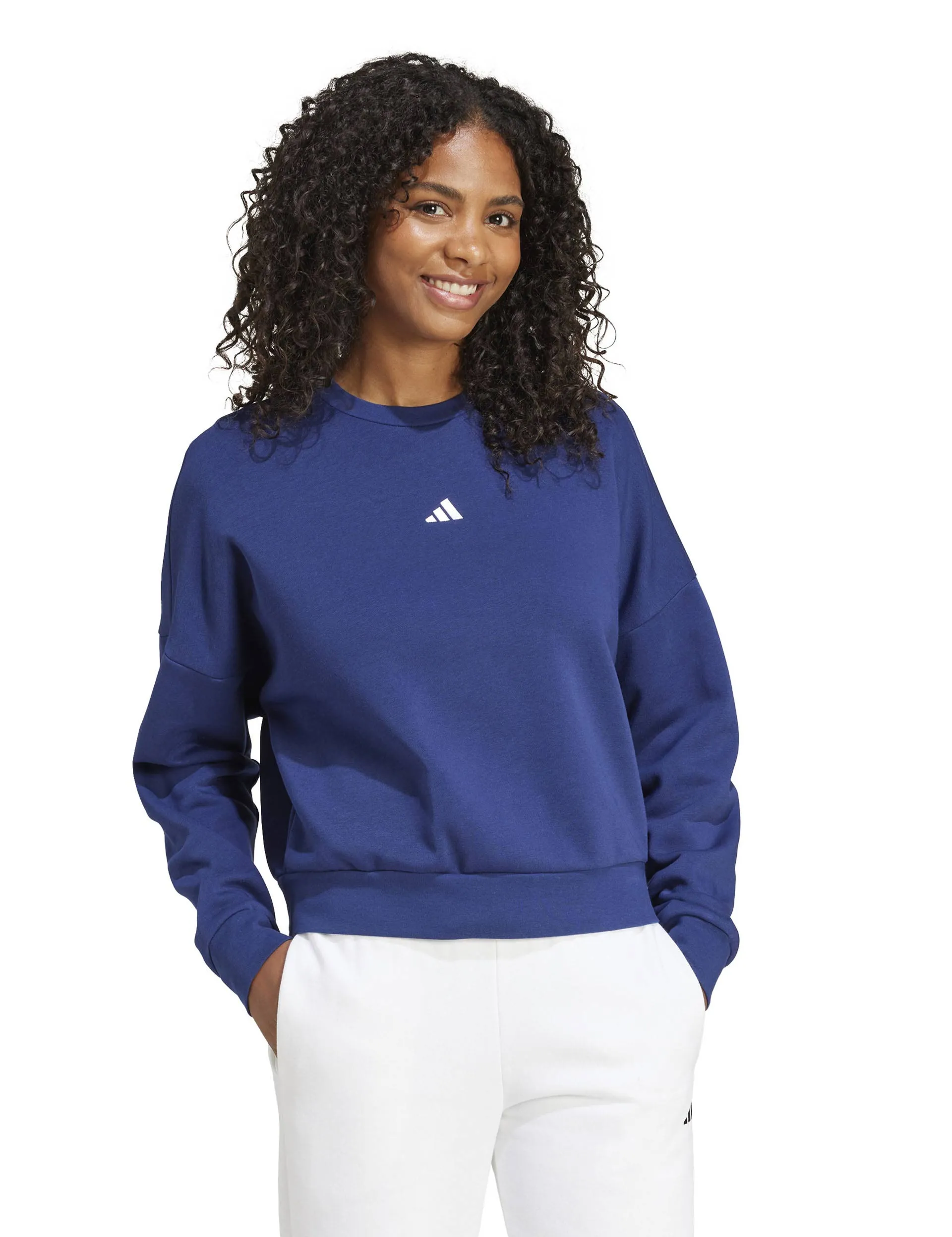 Essentials Sweatshirt mit kleinem Logo - Dunkelblau/Weiß