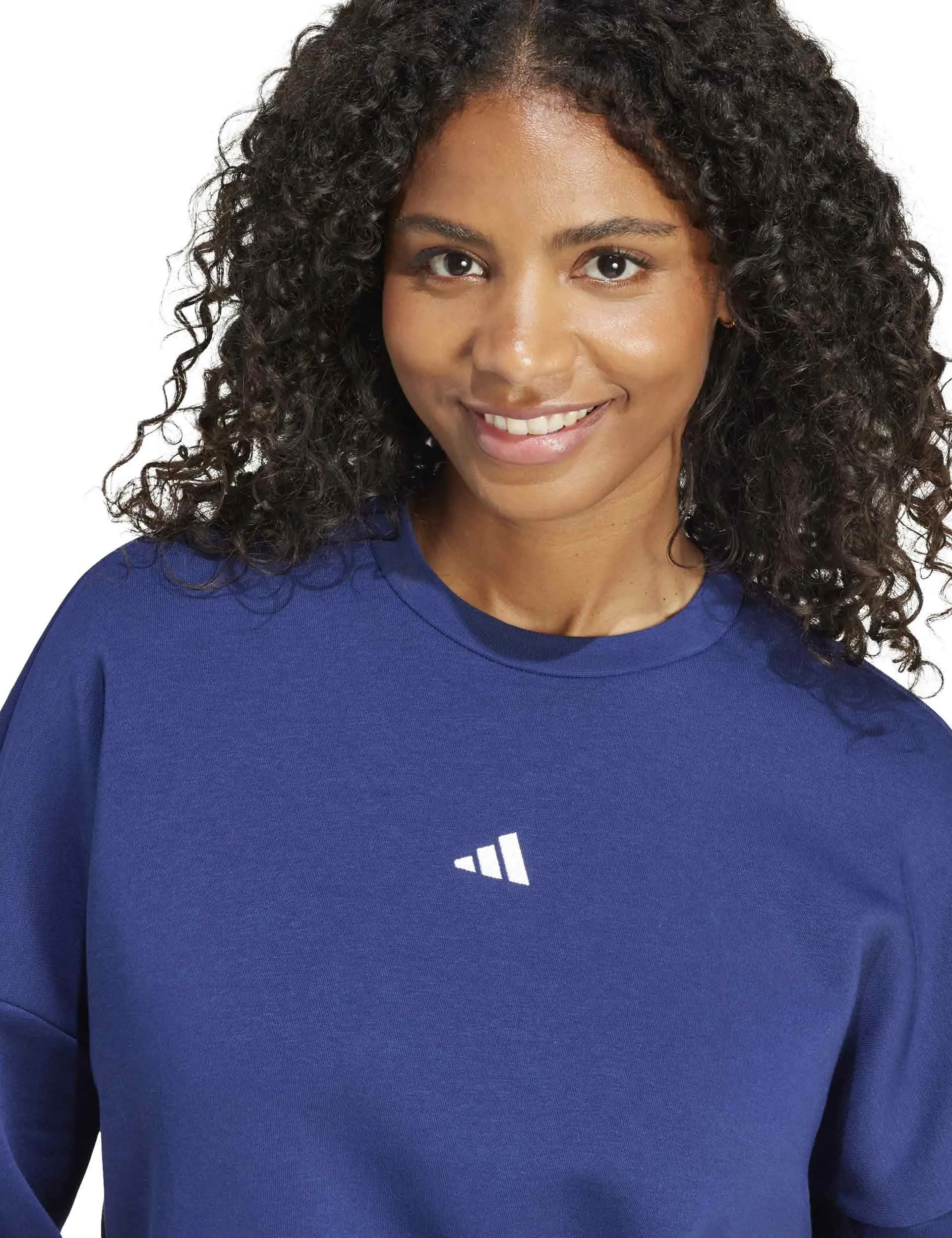 Essentials Sweatshirt mit kleinem Logo - Dunkelblau/Weiß