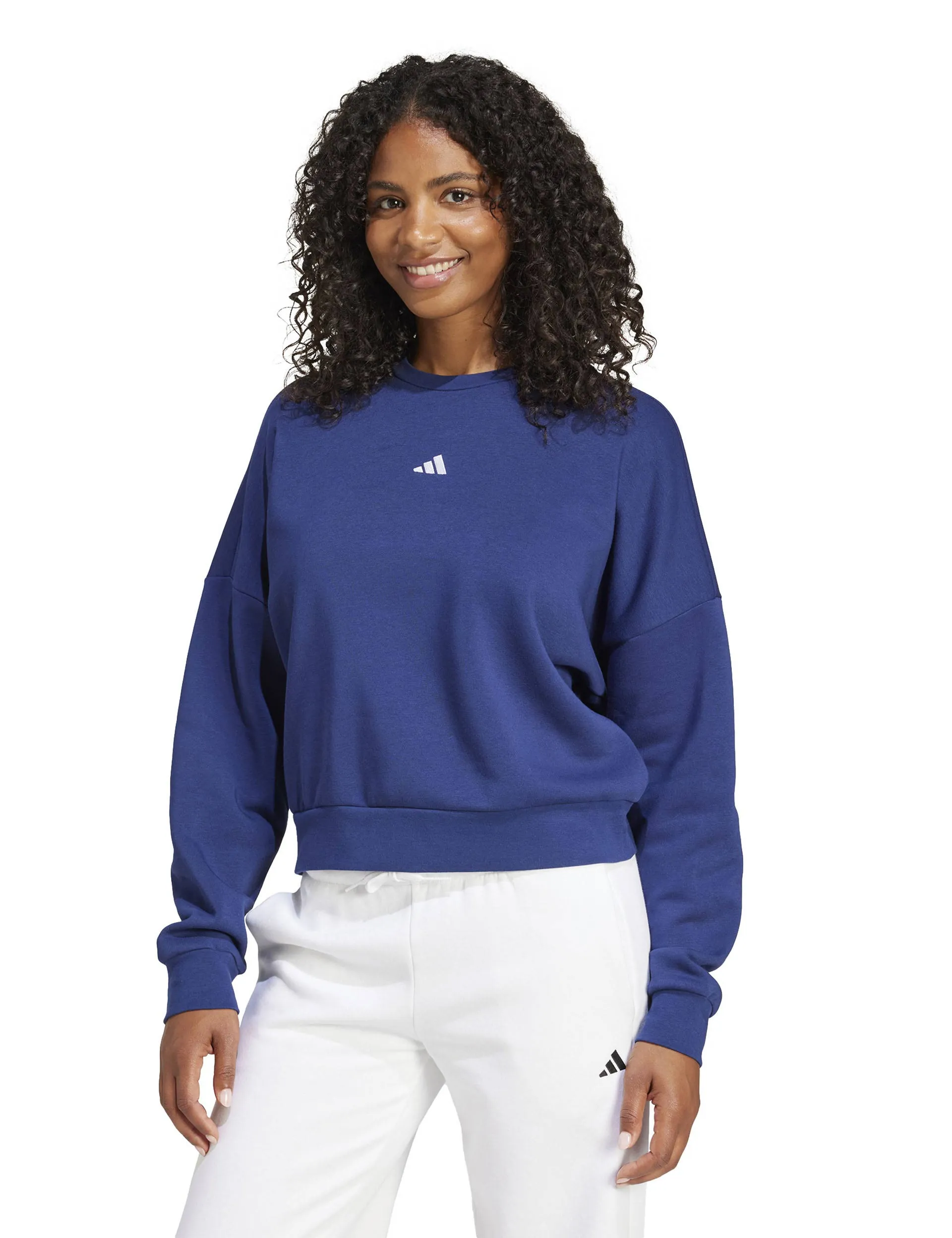 Essentials Sweatshirt mit kleinem Logo - Dunkelblau/Weiß