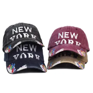 Fashion Summer Cap for Women, Letter Embroidery, Washed Denim casual-baseball-cap