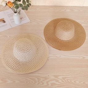 Fashion Hollow Wide Brim Women Straw Summer Woven Beach UV Outdoor Hat spring-straw-hat
