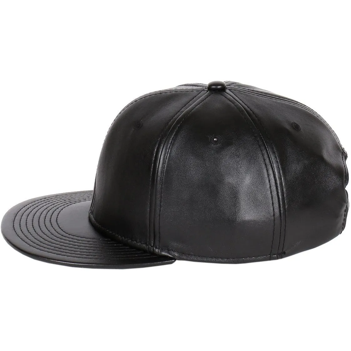 Faux Leather Flatbill Visor Pro Style Strapback