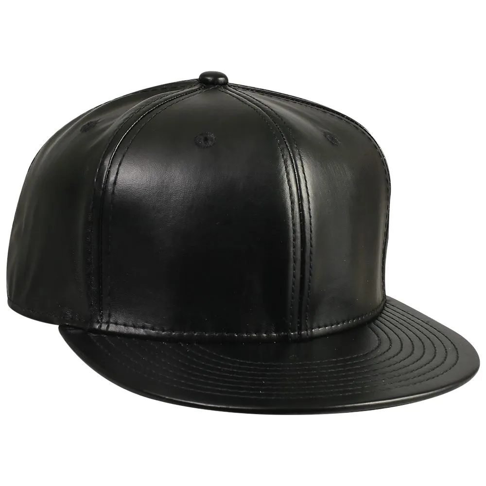 Faux Leather Flatbill Visor Pro Style Strapback casual-dad-hat