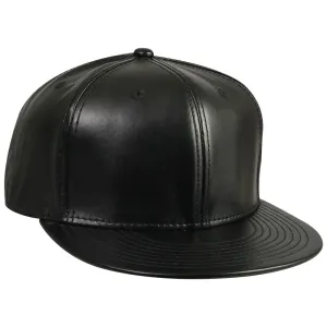 Faux Leather Flatbill Visor Pro Style Strapback casual-dad-hat