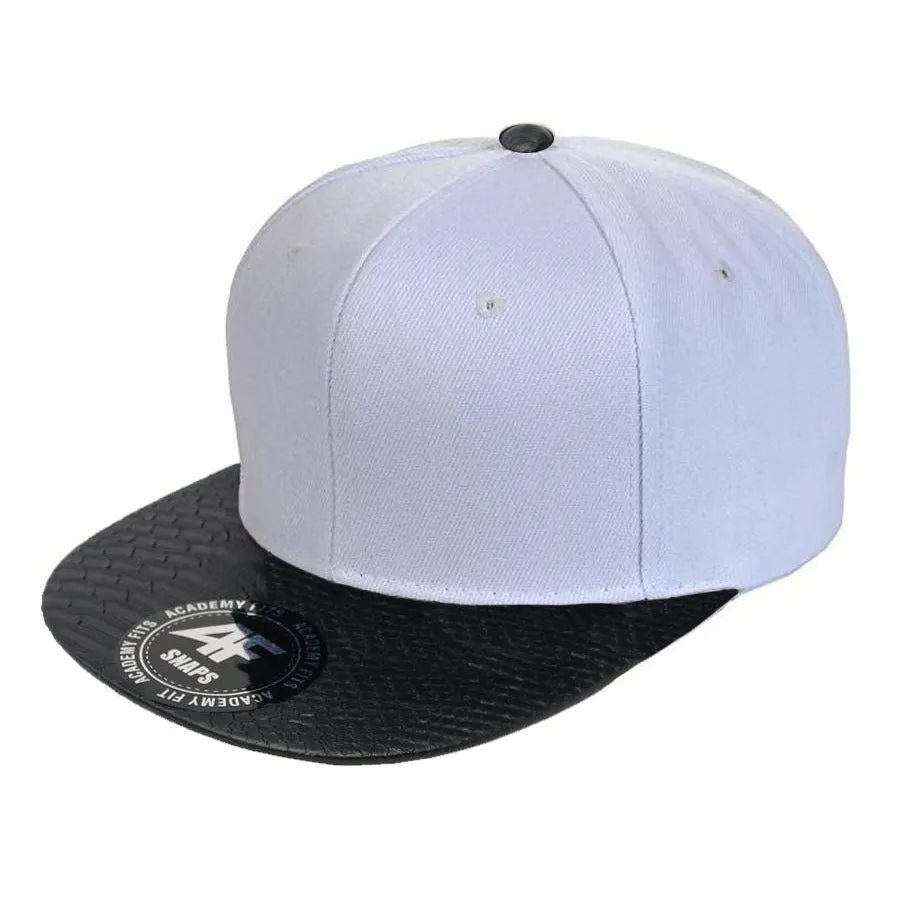 Faux Leather Python Skin Flat Bill Adjustable Strapbacks