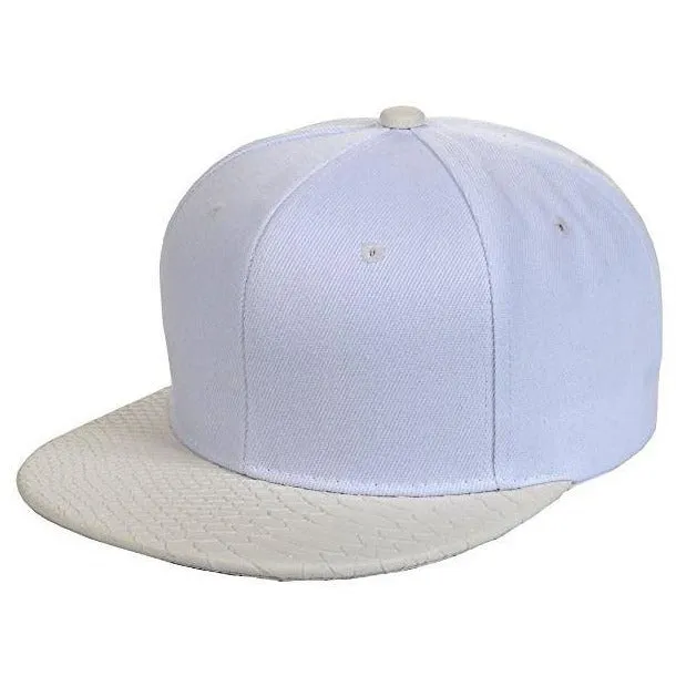 Faux Leather Python Skin Flat Bill Adjustable Strapbacks