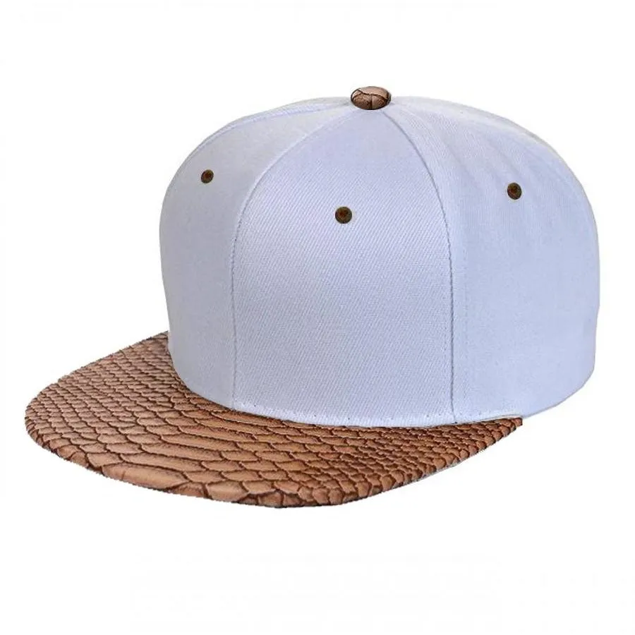 Faux Leather Python Skin Flat Bill Adjustable Strapbacks