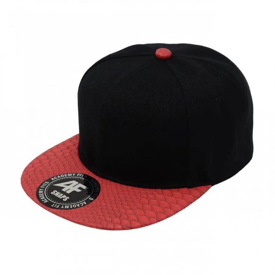 Faux Leather Python Skin Flat Bill Adjustable Strapbacks
