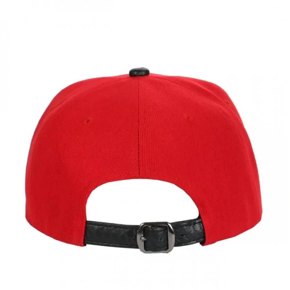 Faux Leather Python Skin Flat Bill Adjustable Strapbacks