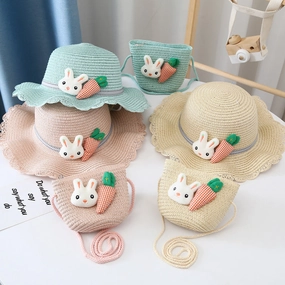 Fisherman Hat Girls' Straw Spring Summer Travel Breathable Sun spring-straw-hat