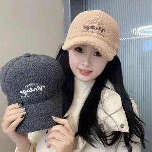 Fleece Letter Winter Baseball Cap casual-baseball-cap