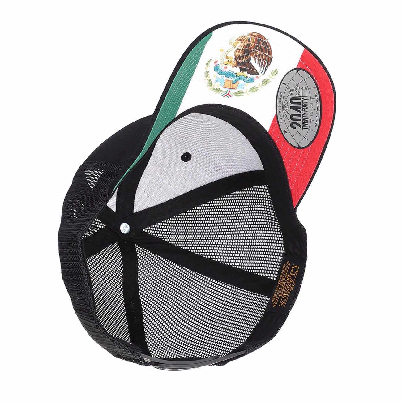 Flexfit Yupoong Classic Curved Trucker Hat Custom Sublimated Mexico Flag Undervisor