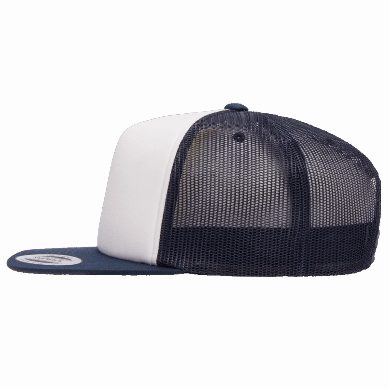 Flexfit Yupoong Classic White Foam Trucker Hat w/ Adjustable Snap