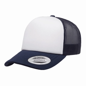 Flexfit Yupoong Classics? Curved White Front Foam Trucker Cap w/ Adjustable Snap fashion-beret