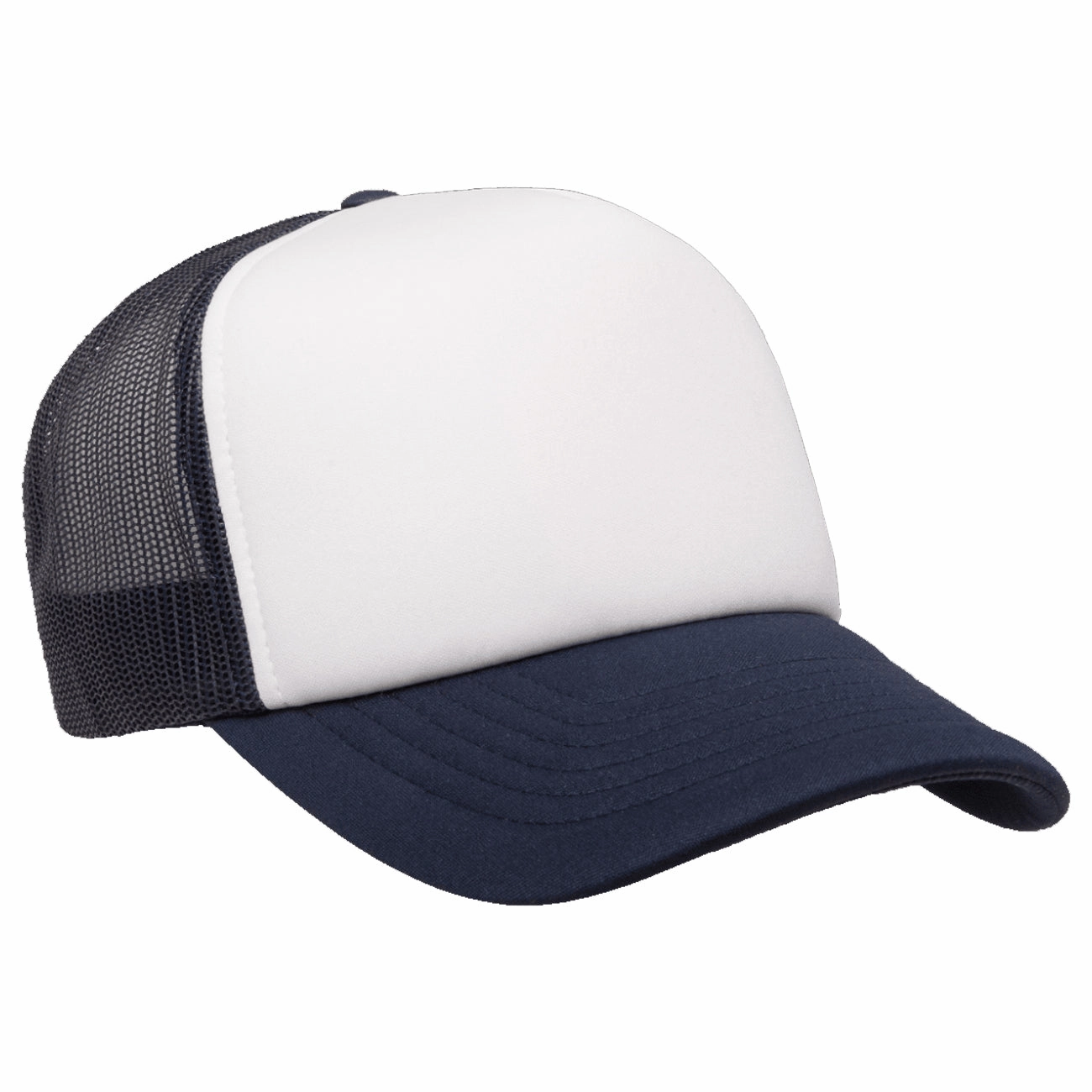 Flexfit Yupoong Classics Curved White Front Foam Trucker Cap w/ Adjustable Snap