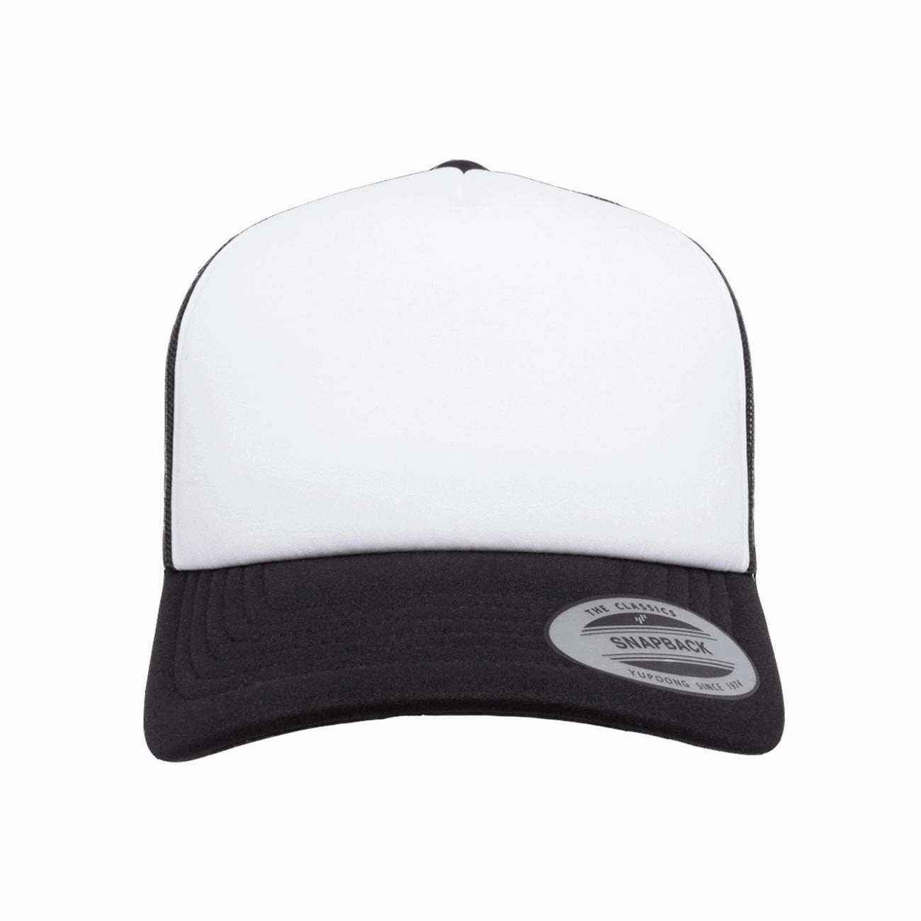 Flexfit Yupoong Classics Curved White Front Foam Trucker Cap w/ Adjustable Snap