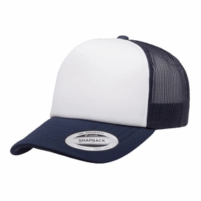 Flexfit Yupoong Classics Curved White Front Foam Trucker Cap w/ Adjustable Snap casual-trucker-hat