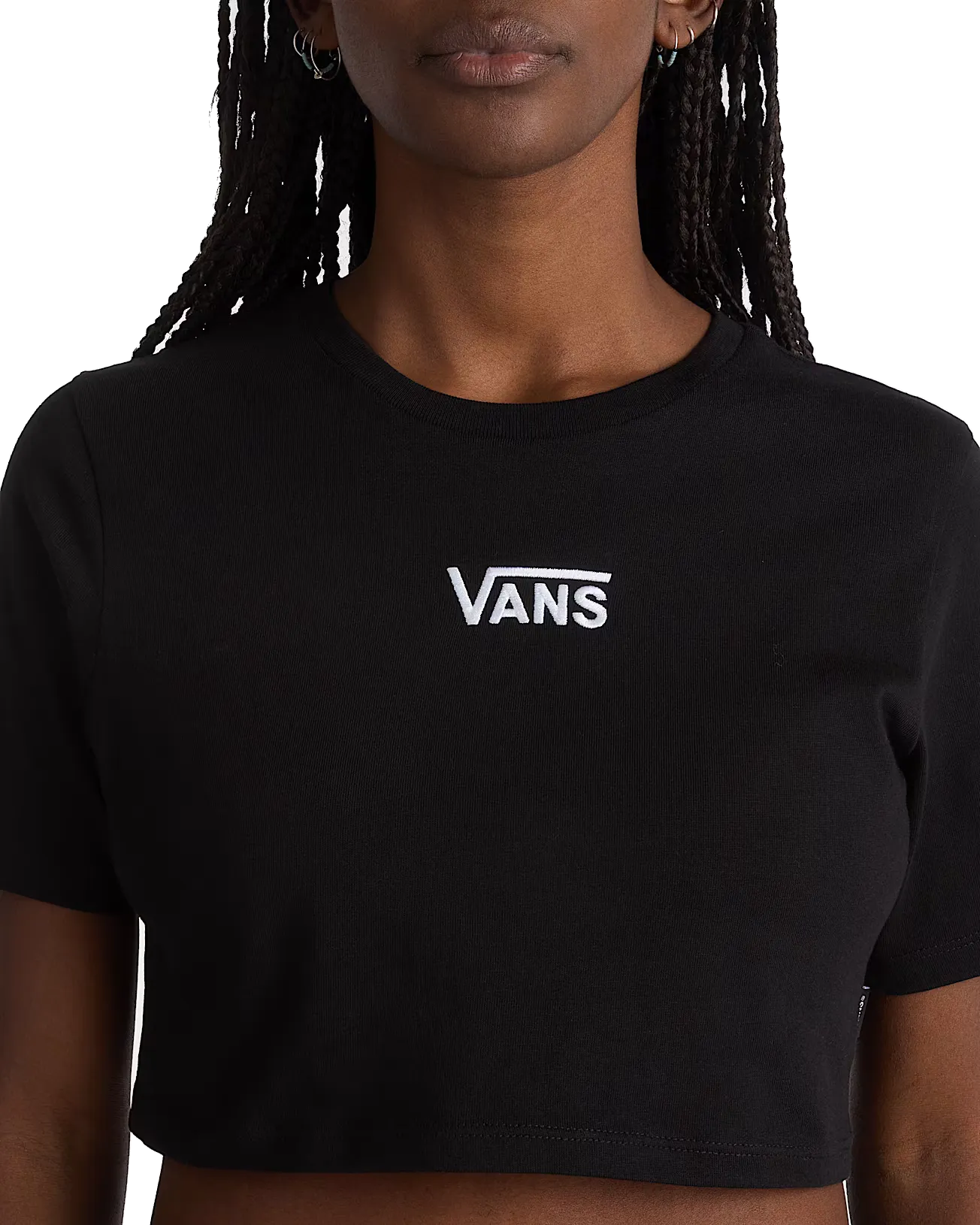Flying V Crop T-Shirt in Schwarz
