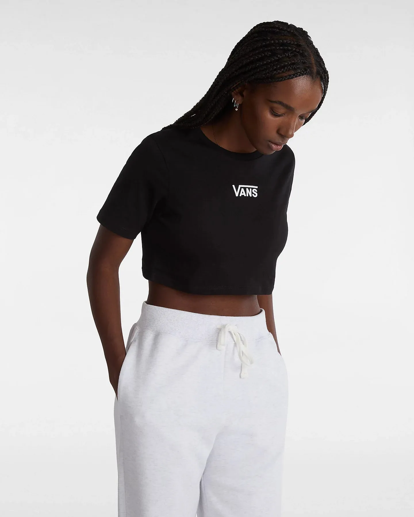Flying V Crop T-Shirt in Schwarz