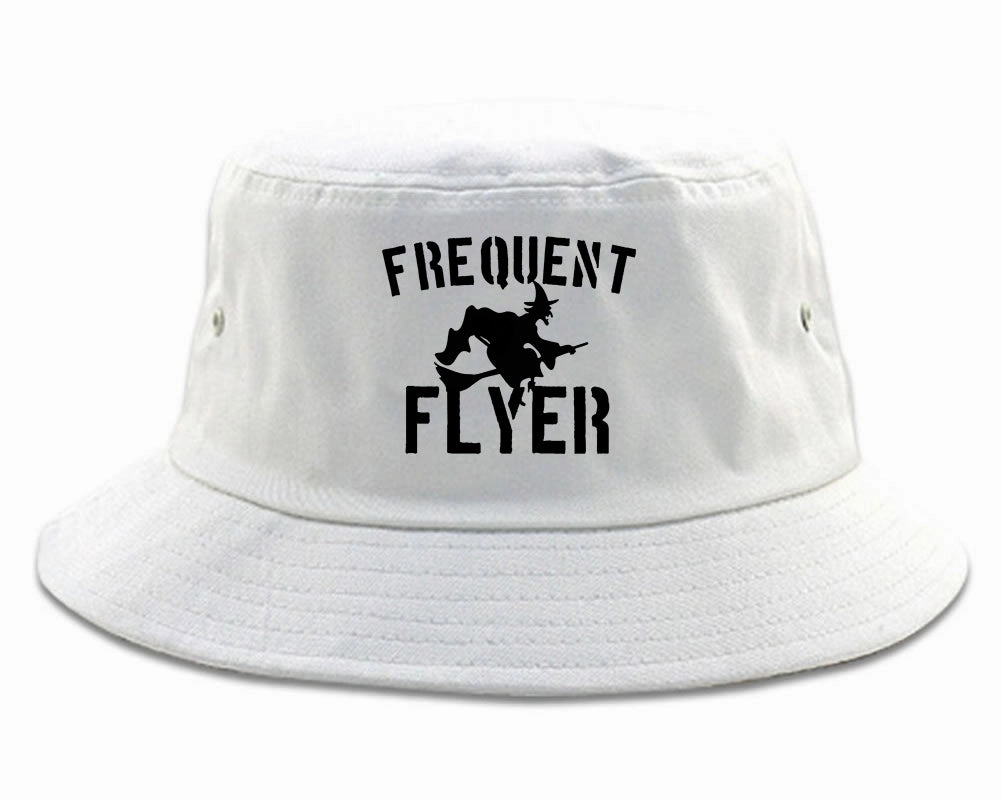 Frequent Flyer Witch Funny Halloween Mens Bucket Hat